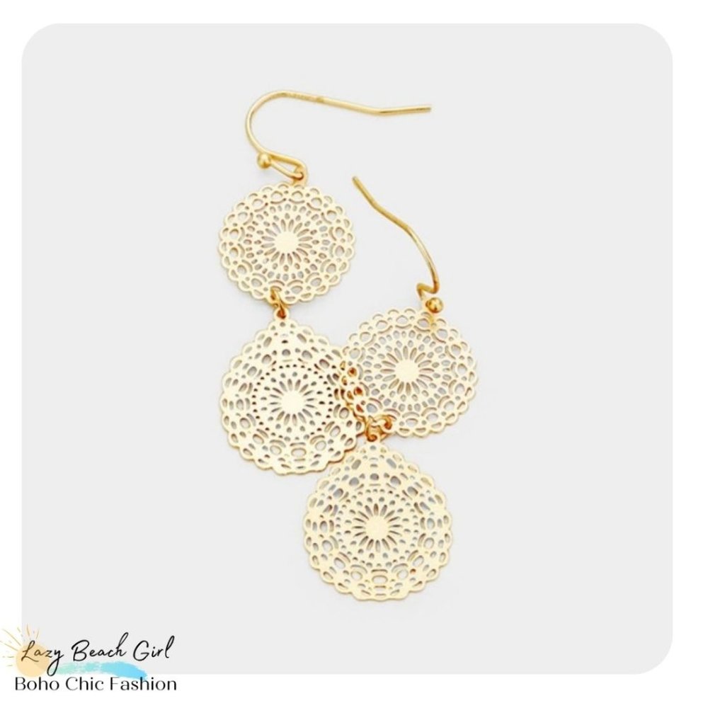 FILIGREE LINK METAL EARRINGS